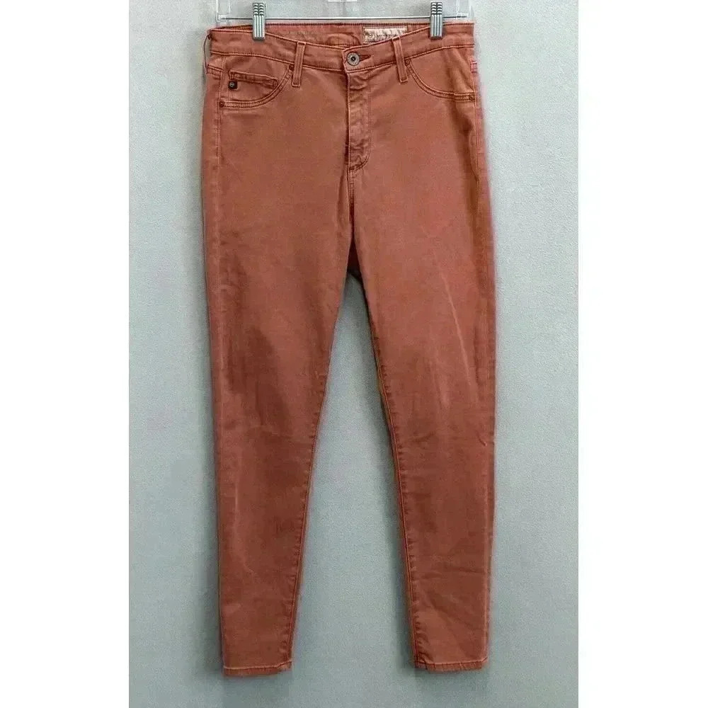 Anthropologie AG Women's Sz 28R Coral Pink Abbey  High-Rise‎ Skinny Ankle Jeans